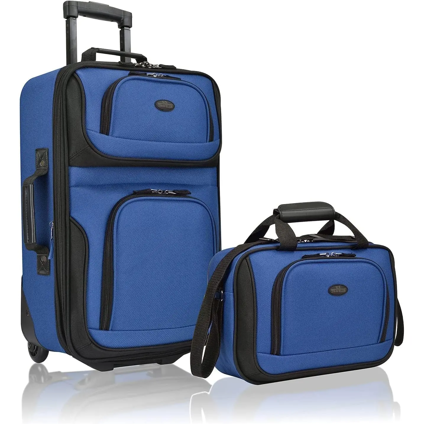 U.S. Traveler Rio Lightweight Carry-On Suitcase 20 Softside Expandable Design, Business and Travel, Blue, Set - 1
